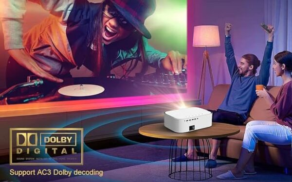 Wownect Smart Android Projector 500ANSI Lumens | Auto Focus | Native 1080P Portable Outdoor Movie Projector 4K | Android 9.0 TV Download Apps Bluetooth WiFi Home Theater Video Projector- White - Image 2