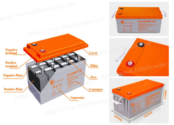 200AH 12V Gel Battery Deep Cycle for Storage Energy Home System - Image 2